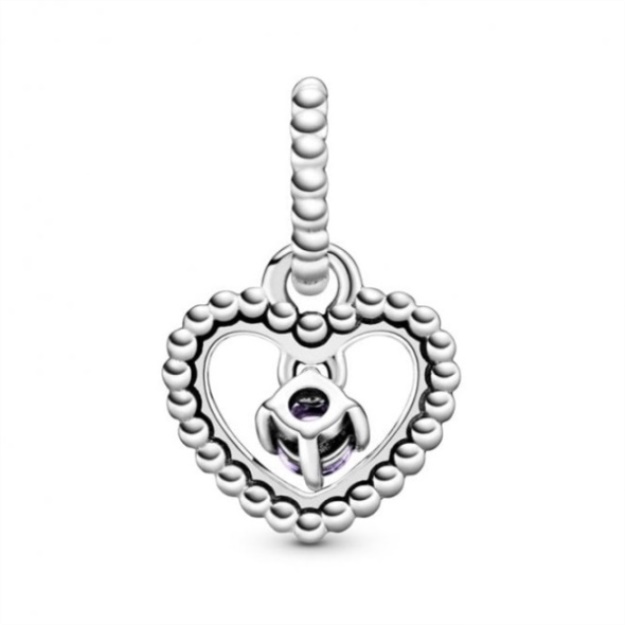 February Birthstone Heart Charms Pandora