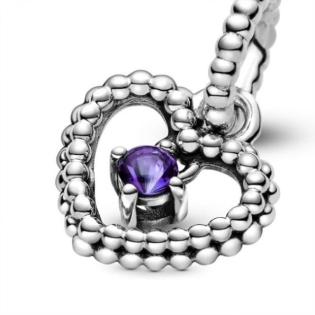 February Birthstone Heart Charms Pandora