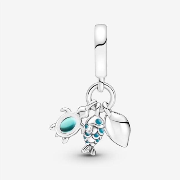 Fish Sea Turtle Conch Triple Dangle Charm Pandora
