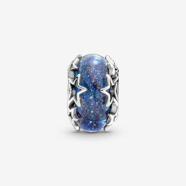 Galaxy Blue Star Murano Charm Pandora
