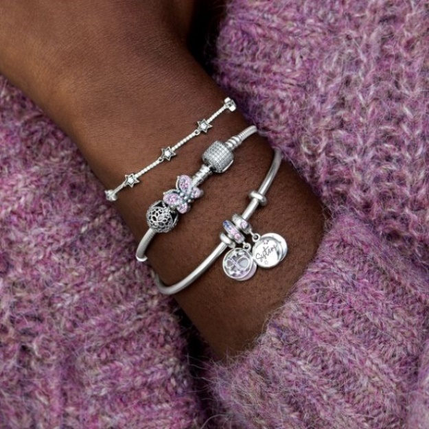 Glittering Infinity Hearts Stars Dangle Charm Pandora