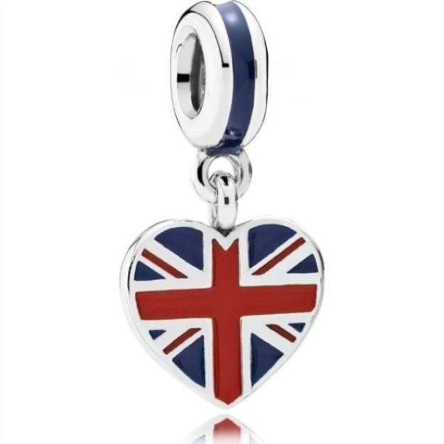Great Britain Union Jack Heart Dangle Charms Pandora