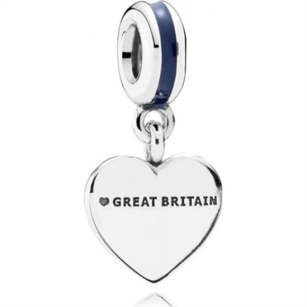 Great Britain Union Jack Heart Dangle Charms Pandora