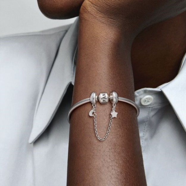 Half Moon And Star Safety Chain Charm Pandora