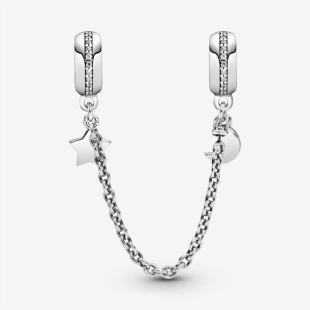 Half Moon And Star Safety Chain Charm Pandora