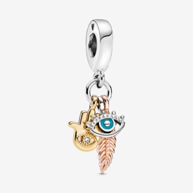 Hamsa All-Seeing Eye Feather Spirituality Dangle Charm Pandora