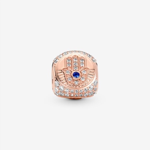 Hamsa All-Seeing Eye Feather Three-Sided Charm Pandora