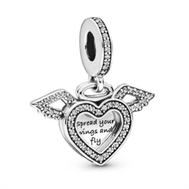 Heart  Angel Wings Dangle Charms Pandora