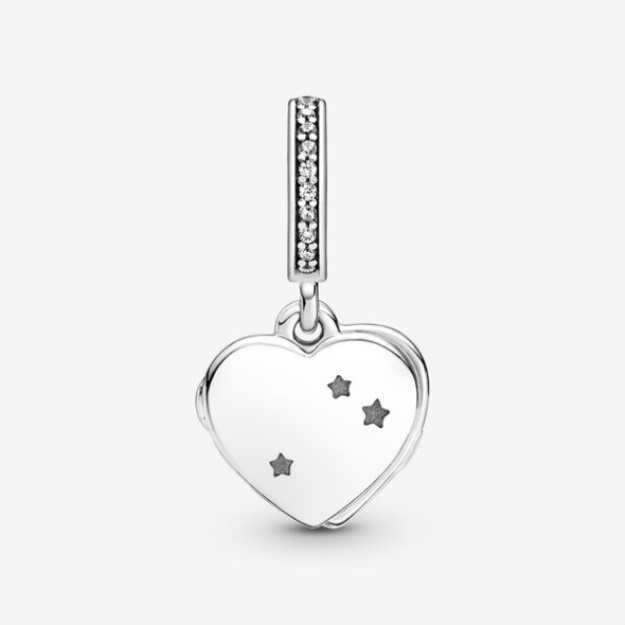 Heart Flag Remembrance Ribbon Double Dangle Charm Pandora