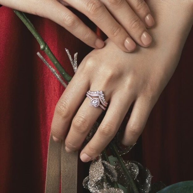 Heart Of Rose Princess Wishbone Stacking Ring Set Pandora