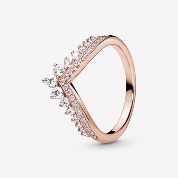 Heart Of Rose Princess Wishbone Stacking Ring Set Pandora