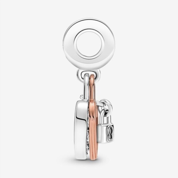 Heart Padlock Double Dangle Charm Pandora