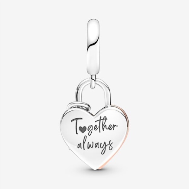 Heart Padlock Double Dangle Charm Pandora