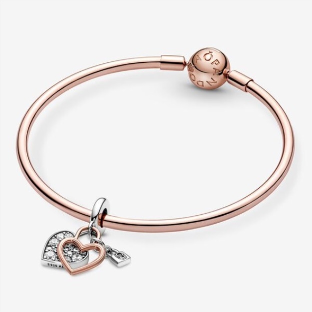 Heart Padlock Double Dangle Charm Pandora