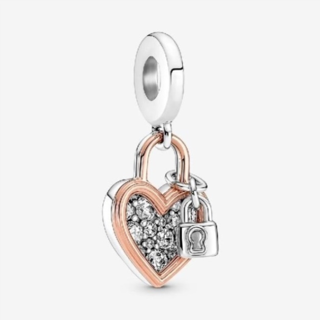 Heart Padlock Double Dangle Charms Pandora