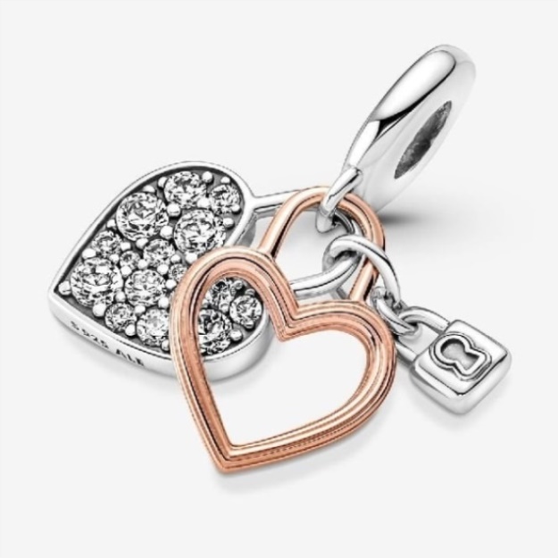 Heart Padlock Double Dangle Charms Pandora