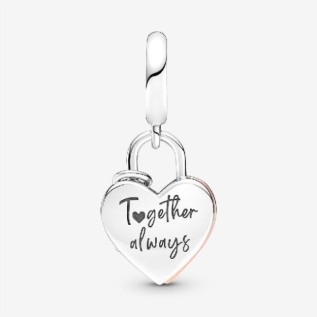 Heart Padlock Double Dangle Charms Pandora