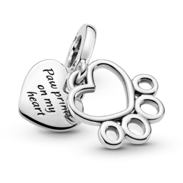 Hearts  Paw Print Dangle Charms Pandora