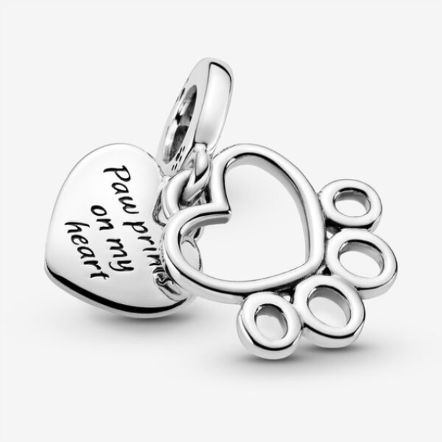 Hearts Paw Print Dangle Charm Pandora