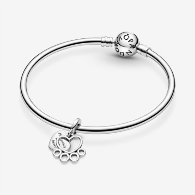 Hearts Paw Print Dangle Charm Pandora