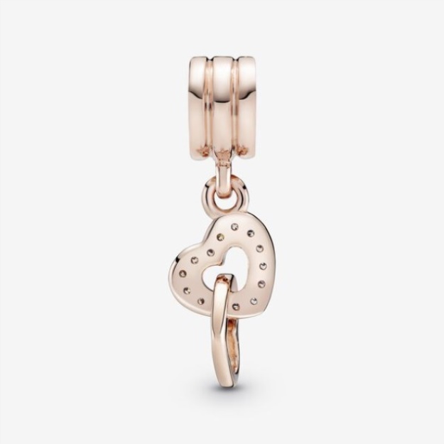 Interlocking Hearts Dangle Charm Pandora Rose Gold Plated