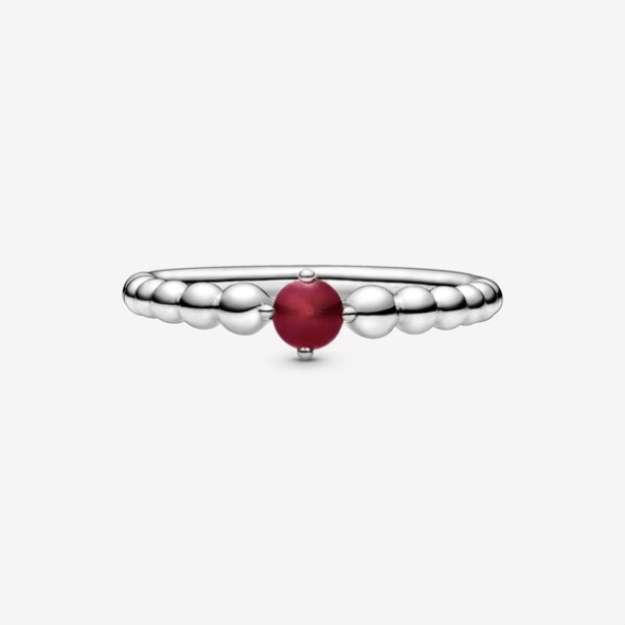 January Dark Red Beaded Ring Pandora