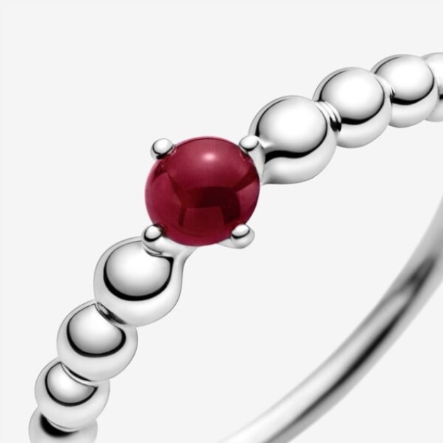 January Dark Red Beaded Ring Pandora
