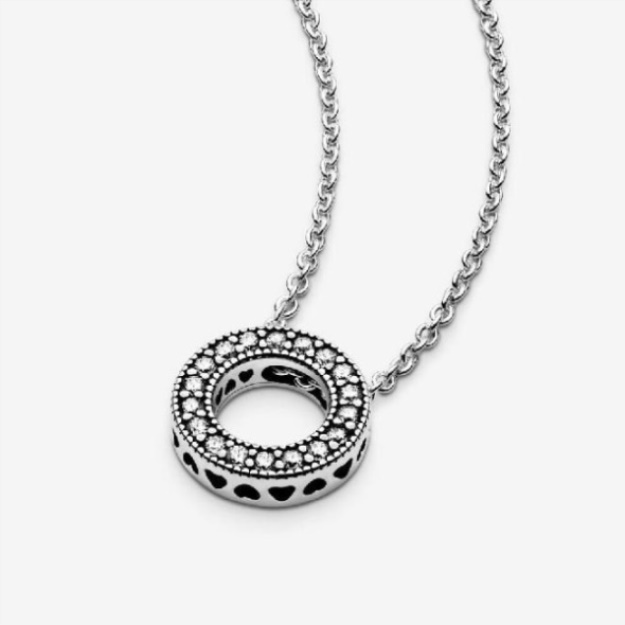 Logo Pave Circle Collier Necklace Pandora