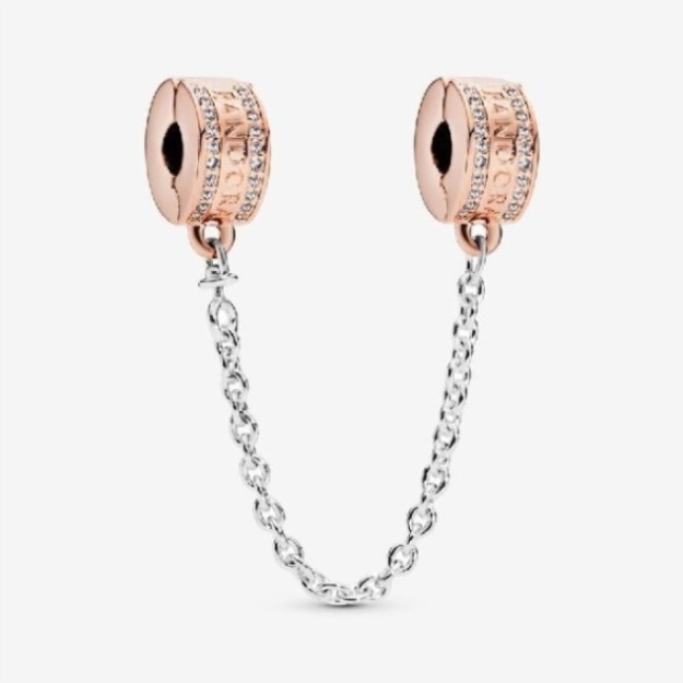 Logo Rose Brand Pandora Safety Chain Clip Charm
