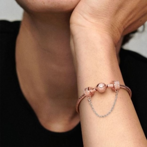 Logo Rose Brand Pandora Safety Chain Clip Charm