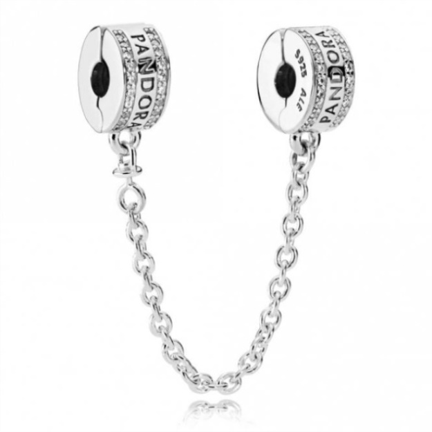 Logo Safety Chain Clip Charm Pandora
