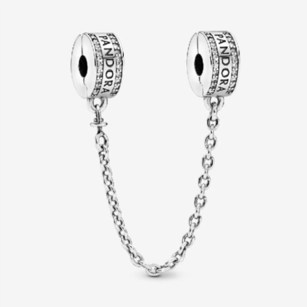 Logo Safety Chain Clip Charm Pandora