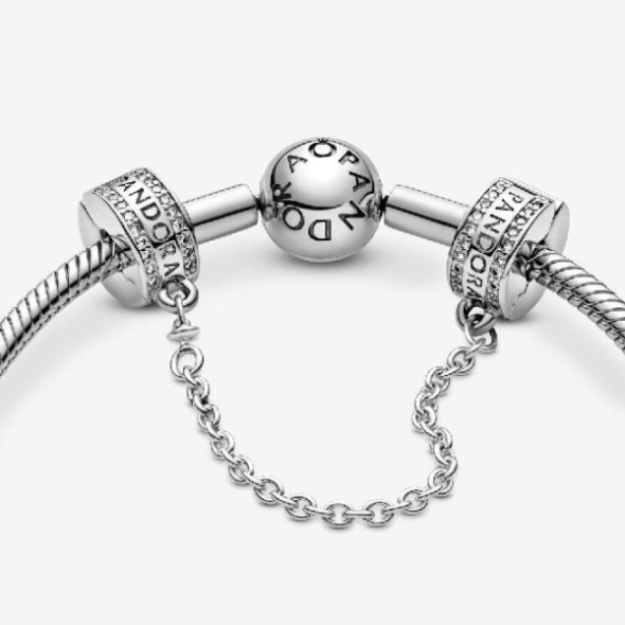 Logo Safety Chain Clip Charm Pandora