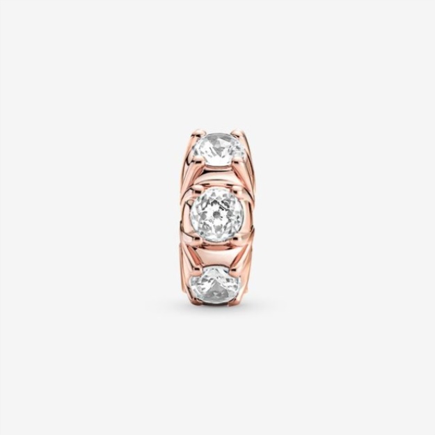 Long Pronged Sparkling Clip Charm Pandora Rose Gold Plated