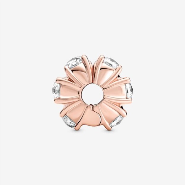 Long Pronged Sparkling Clip Charm Pandora Rose Gold Plated