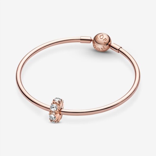 Long Pronged Sparkling Clip Charm Pandora Rose Gold Plated