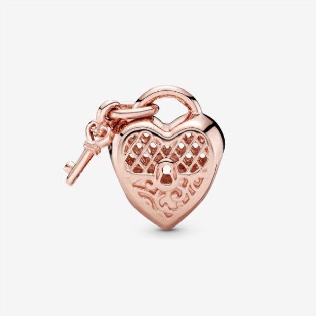 Love You Heart Padlock Charm Pandora Rose Gold Plated