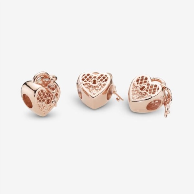 Love You Heart Padlock Charm Pandora Rose Gold Plated
