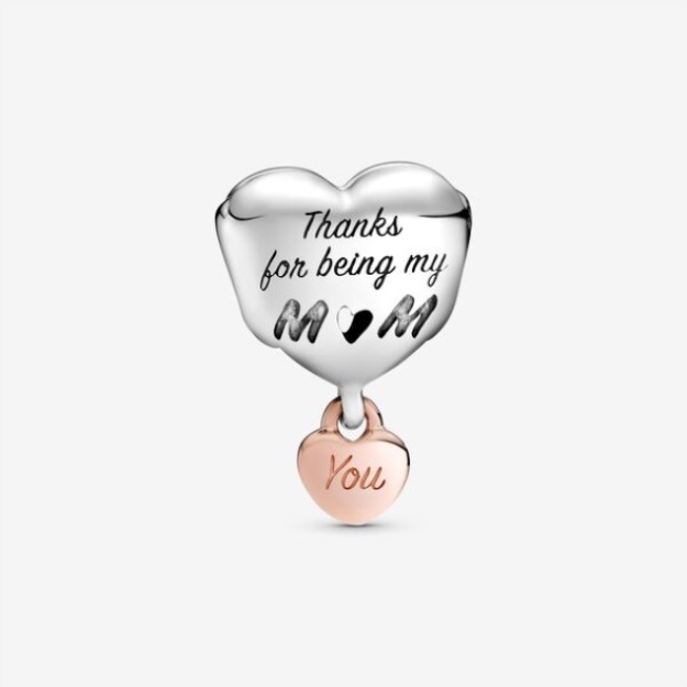 Love You Mom Heart Charm Pandora Two-Tone