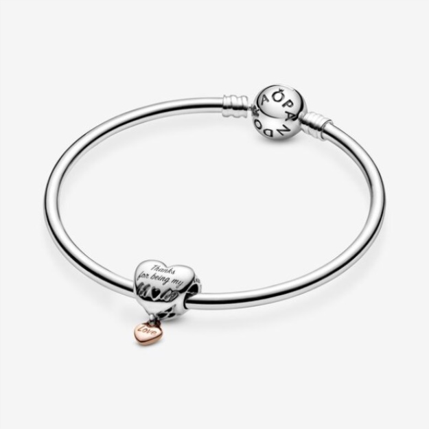 Love You Mom Heart Charm Pandora Two-Tone