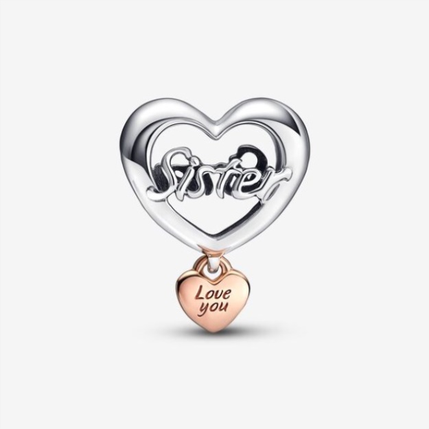 Love You Sister Heart Charm Pandora