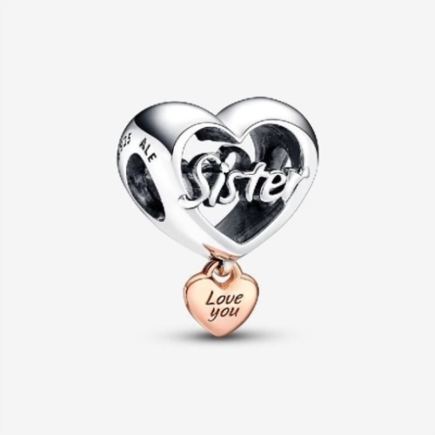 Love You Sister Heart Charms Pandora