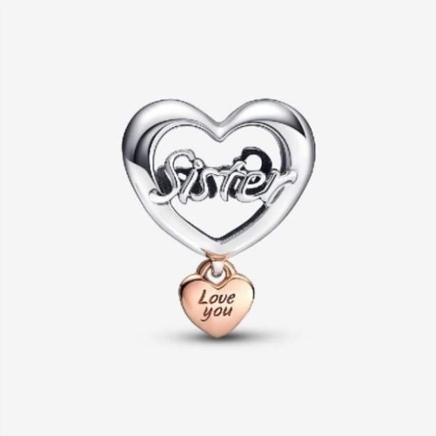 Love You Sister Heart Charms Pandora