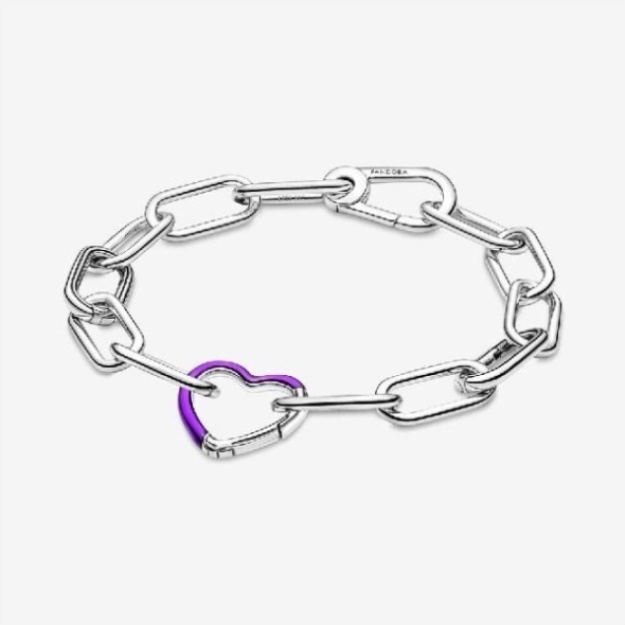 ME Bright Purple Styling Heart Connector Pandora