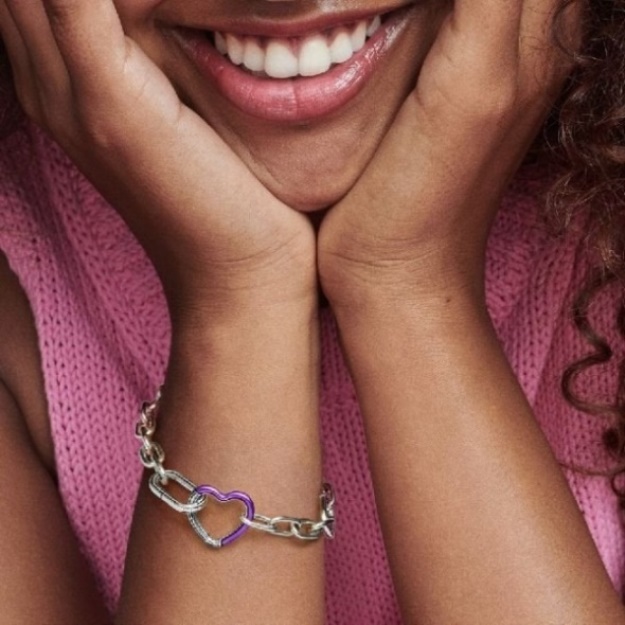 ME Bright Purple Styling Heart Connector Pandora