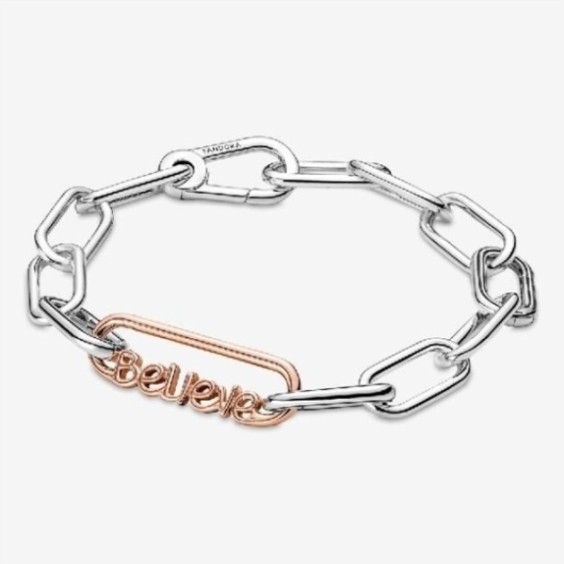 ME Styling Rose Gold Believe Word Chain Link Pandora