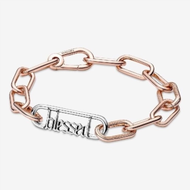 ME Styling Silver Blessed Word Chain Link Pandora