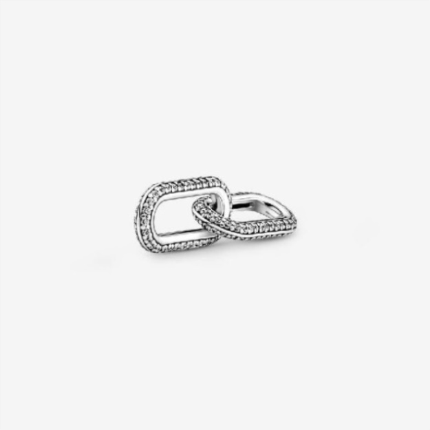 ME Styling Silver White Pave Double Chain Link Pandora