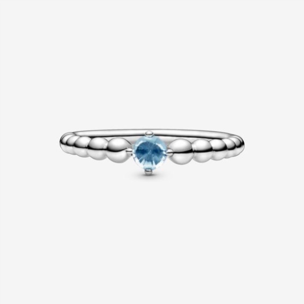 March Aqua Blue Beaded Ring Pandora