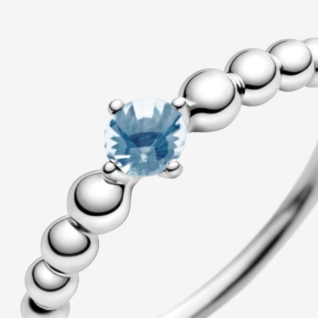 March Aqua Blue Beaded Ring Pandora